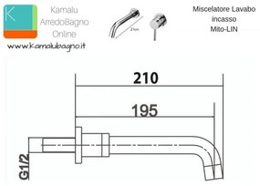 Kamalu - rubinetto incasso a parete con miscelatore monocomando modello mito-lin