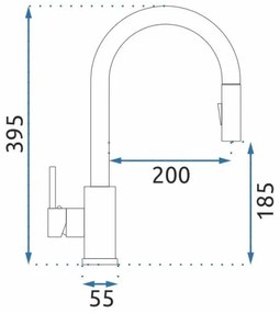 REA-B9146 - Miscelatore per lavello con doccetta estraibile FRESH 39,5 cm nichel