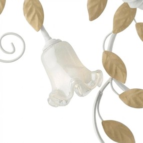 Plafoniera Arte Povera Cesto Metallo Bianco E Oro 5 Luci E14