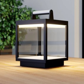 Lucande LED lampada da tavolo ricaricabile Cube, alluminio, IP54,