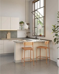 Set di 2 sgabelli da bar in colore rosso e naturale (altezza seduta 66 cm) Adriana - Marckeric