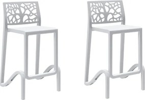 Sgabello bar alto H. seduta 65 cm con schienale TETI Bianco set 2 pezzi