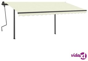 vidaXL Tenda da Sole Retrattile Manuale con LED 4,5x3 m Crema