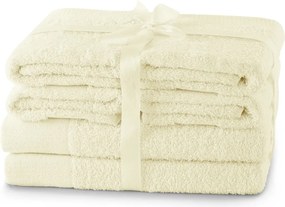 Set di asciugamani per viso e corpo tipo terry color crema in cotone 6 pz Amari – Restilo