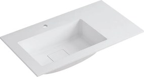 Lavabo a incasso rettangolare vasca a sinistra L 80.5 x H 15 x P 46 cm in resina bianco lucido