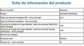 Forno Electrolux EOF3H54X 2700 W 72 L