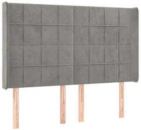 Testiera a led grigio chiaro 147x16x118/128 cm in velluto