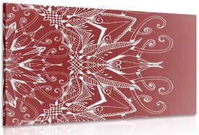 Stampa su tela – Mandala bianco su sfondo bordeaux
