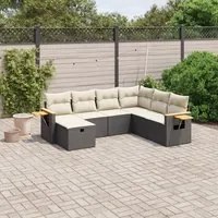 Set Divani da Giardino con Cuscini 7pz Nero Polyrattan 3265543