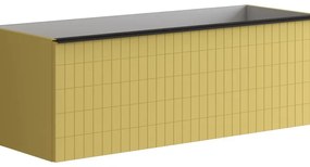 Mobile da bagno sospeso sotto lavabo L 120 x H 40 x P 45.5 cm giallo laccato opaco, 2 cassetti Pixel grid