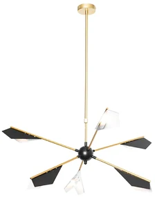 Lampada a sospensione di design nera e oro 6 luci - Sinem