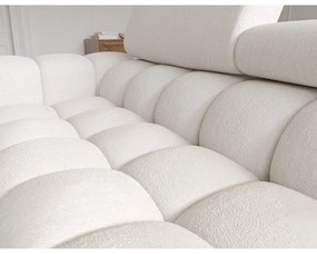 Divano angolare color crema allungabile/con contenitore (con penisola a destra/con chaise lounge) con rivestimento in bouclé Felro – ELTAP