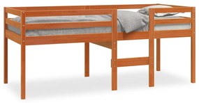 Letto A Soppalco Marrone Cera 90x200 Cm Legno Massello Di Pino /