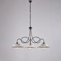 Lampadario Country Chic Bistrot 3 Luci Ruggine Con Ceramica Vietrese