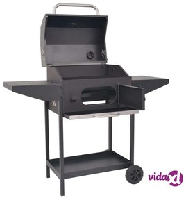 vidaXL Barbecue a Carbonella con Ripiano Inferiore Nero