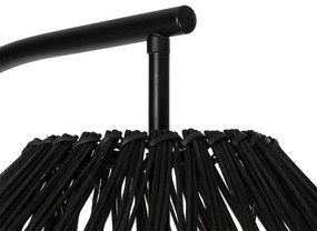 Lampada da terra rustica nera con rattan - Sam