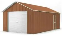 Box auto lamiera capanno in Acciaio Zincato con saracinesca 438x724 cm x h 3,31 m - 585 KG - 31.7 mq - LEGNO