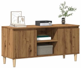 Mobile Tv Rovere Artigianale 102x35x50 Cm İn Legno Multistrato /
