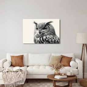 Quadro su tela – Ritratto di gufo in bianco e nero