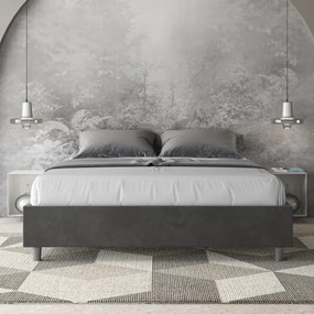 Letto matrimoniale e rete 160x200 in microfibra grigio Azelia