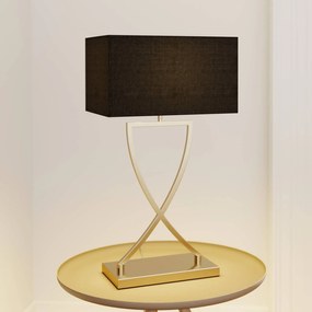 Lampada da tavolo Lucande Evaine, 66 cm, ottone, nero, tessuto