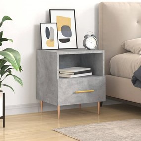 Comodino Grigio Cemento 40x35x47,5 Cm İn Legno Multistrato /
