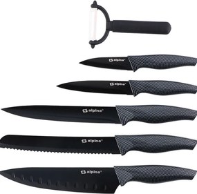 Set 6 Coltelli e Pelapatate Acciaio Inossidabile Antiaderente Carne Pesce Alpina