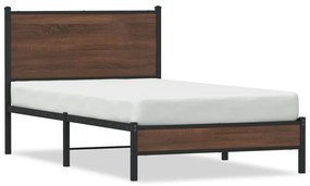 Giroletto Senza Materasso İn Metallo Rovere Marrone 100x190 Cm /