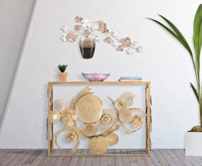 Pannello Decorativo in Ferro con Vaso e Fiori cm 87,5x6x46