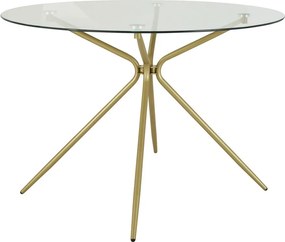 Tavolo da pranzo rotondo color oro con piano in vetro ø 110 cm Silvie - Støraa