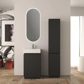 Colonna per mobile bagno Cortina L36 x P30 x H185cm, cannettato, nero opaco, con chiusura ammortizzata