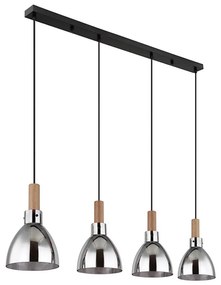 Globo 15550-4H - Lampadario a sospensione su cavo MATTEA 4xE27/6W/230V nero/fumé
