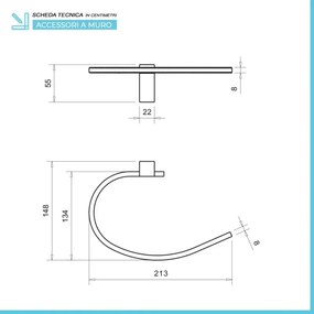 Set accessori a muro 5 pezzi in acciaio cromato e viti incluse Unica