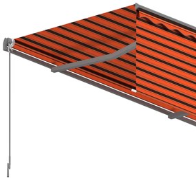 Tenda Sole Retrattile Manuale Parasole 6x3m Arancione e Marrone