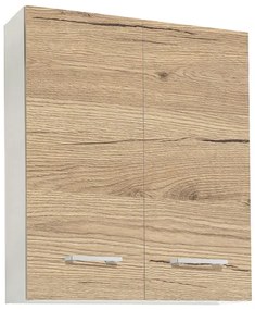 Pensile doppio sospeso Quercia Naturale con maniglie cromate 60x22xh71 cm