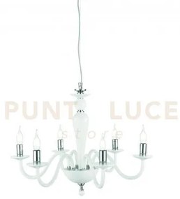 Lampadario in cristallo e vetro bianco pagan 6 luci lp.pagan-6-bco