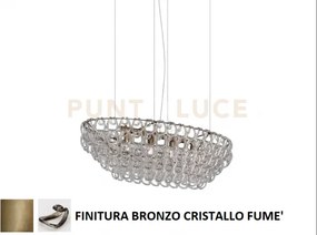 Giogali sospensione ov1 cristallo fume' e bronzo opaco 4 luci attac...