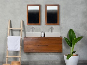 Mobili per bagno sospeso con lavabo doppio 2 cassetti 115 cm in Teak scuro - BIMBING