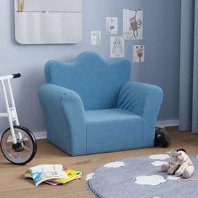 Divano Per Bambini Blu İn Morbido Peluche /