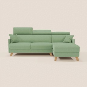 Sole Divano letto matrimoniale angolare con penisola contenitore e poggiatesta reclinabili - tessuto smacchiabile T23