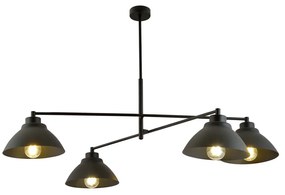 Lampadario Minimal Castore Acciaio Nero 4 Luci E27 Ip20