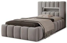 Letto singolo imbottito grigio con contenitore e rete inclusi 90x200 cm Lamica – ELTAP