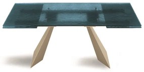 Tavolo allungabile 240 cm WATERS base in metallo Beige e piano in vetro Blu