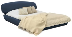Letto matrimoniale imbottito blu scuro con doghe in legno 140x200 cm Odette - Scandic
