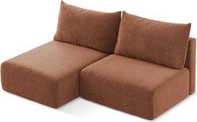 Divano angolare color mattone allungabile/con contenitore (con penisola a sinistra) Kalena – Makamii