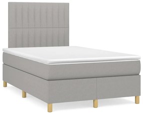 Letto a molle materasso e led grigio chiaro 120x190 cm tessuto