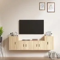 Set di Mobili Porta TV 4 pz Rovere Sonoma in Legno Multistrato 3188545