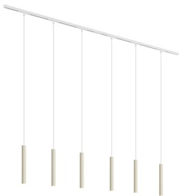 Sistema di illuminazione su binario moderno con 6 luci a sospensione beige e bianche monofase - Slimline Keno