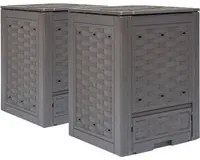 Compostiere 2 pz Marrone 60x60x83cm 600 L in Rattan di Plastica 278917