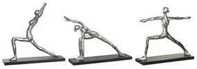 Statua Decorativa DKD Home Decor 33 x 10 x 35 cm Argentato Nero Indiano Yoga (3 Unità)